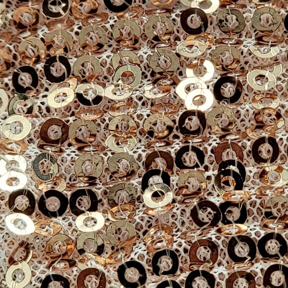 Girls Rose Gold Sequin Dress With Ruffle Detail & Short Sleeves Girls Size 10 - Picture 7 of 16